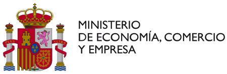 Logotipo del Ministerio de Economía, Comercio y Empresa de España, con el escudo nacional y el nombre del ministerio en español.